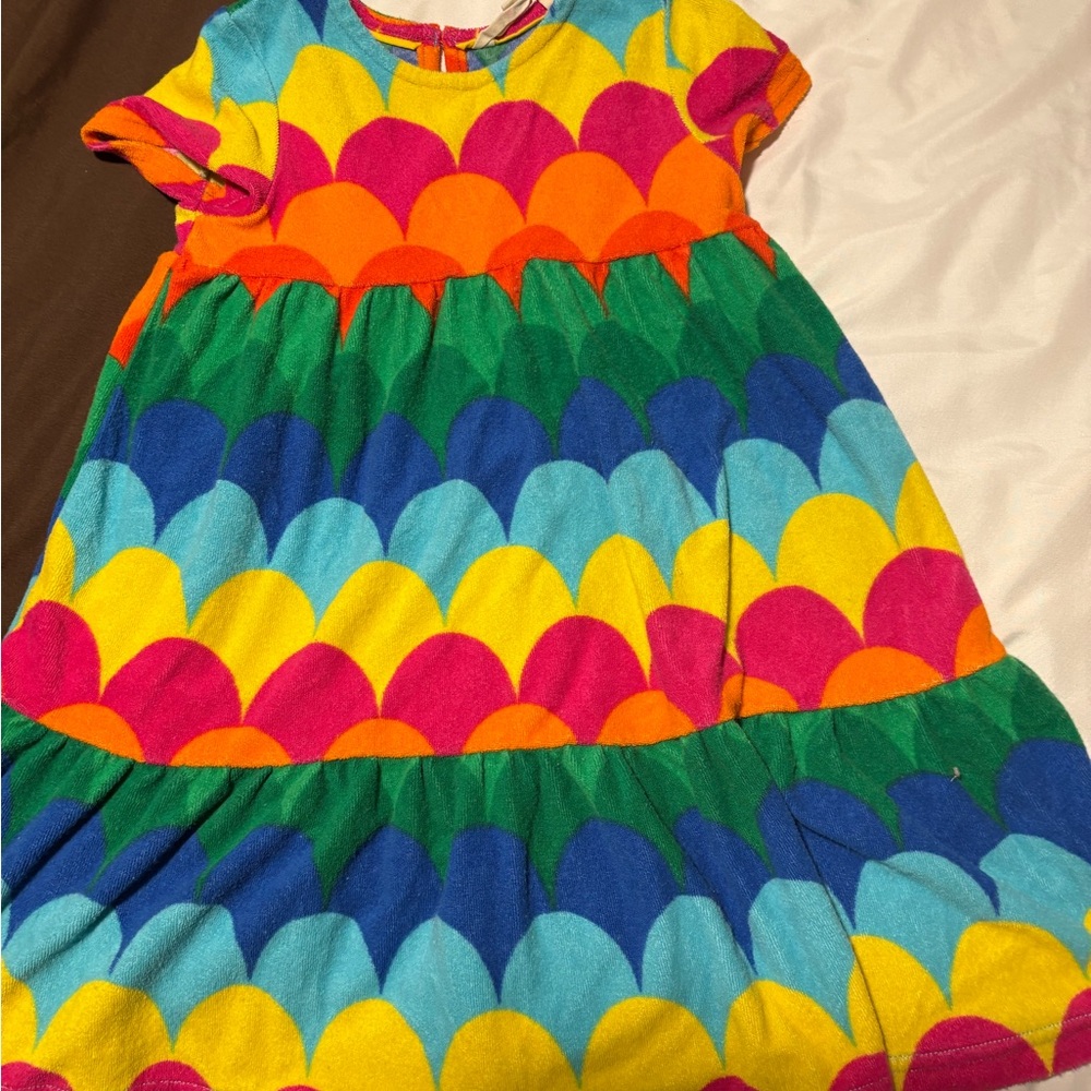 Boden Multicolor Scallop Pattern Kids Dress